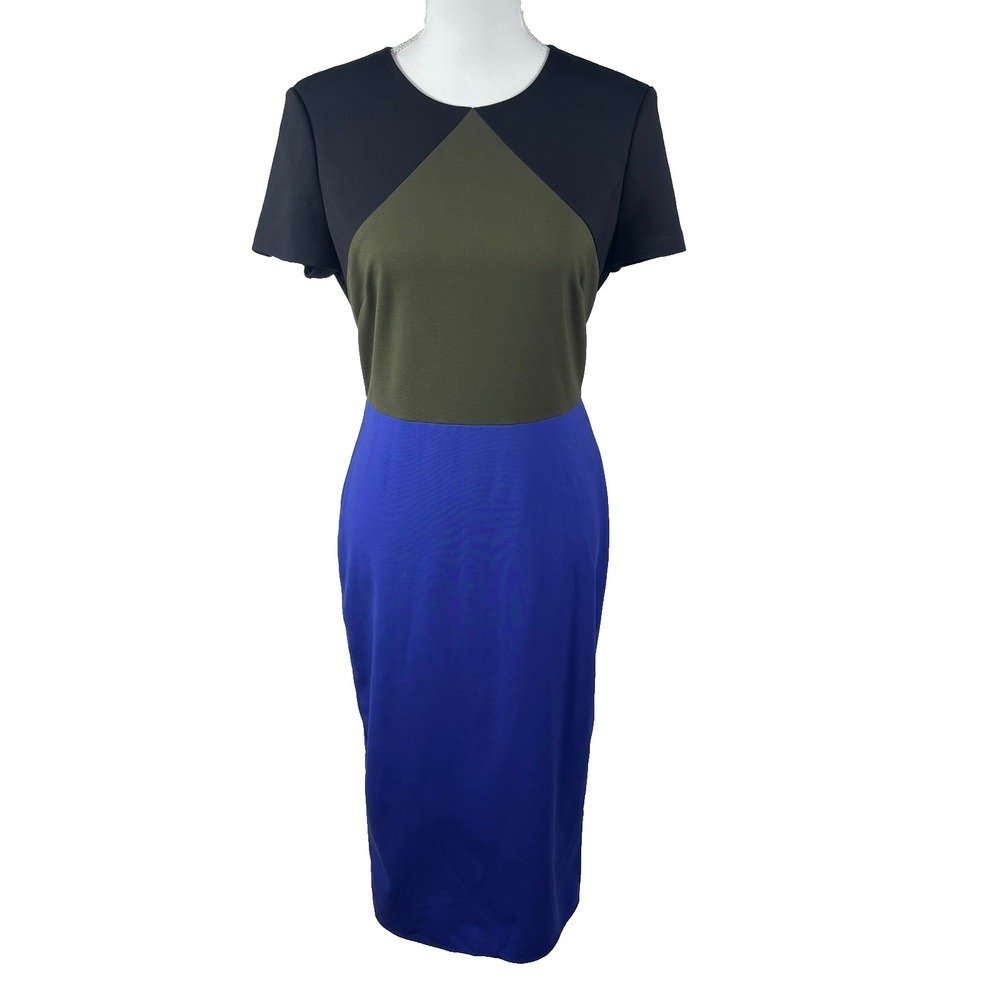VTG Diane Von Furstenberg Midi Dress‎ Color block Women's Sz 6 Bodycon Career